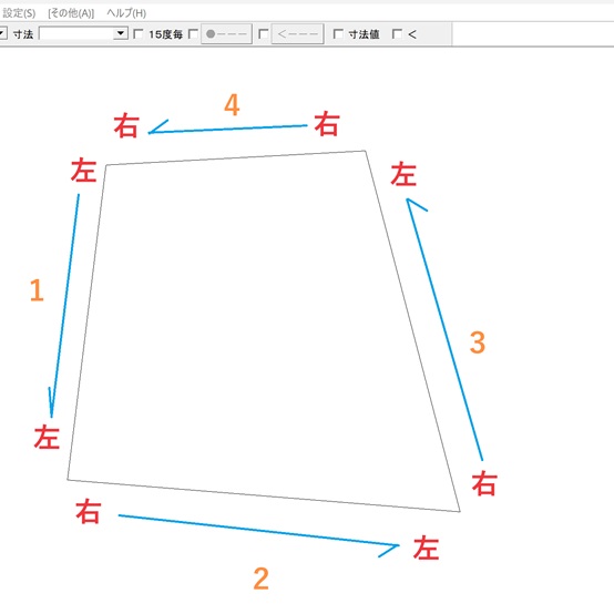Jw_cadで線分コマンドで完全に閉じた図形を描く方法